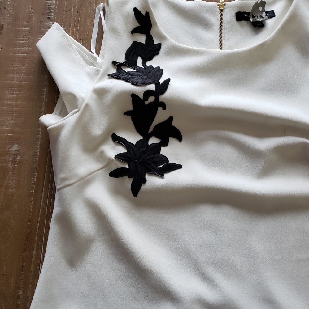 Black and white cold shoulder dress